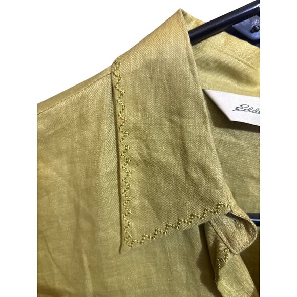 Eddie Bauer Womens Small Light Green Linen Button-Up Shirt With Embroidered Coll - Picture 4 of 5